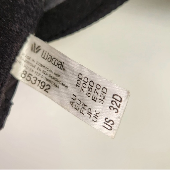 Wacoal Basic Beauty Underwire T-Shirt Bra 853192 32DD Lightly Lined Black - Picture 6 of 9